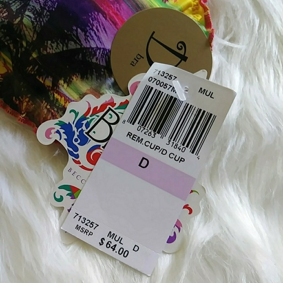 HP! Becca Yellow/Pink Palm Trees Swim Bikini Top - Picture 5 of 5